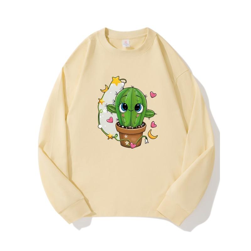 

Cactus Autumn Clothing Длинные рукава из чистого хлопка, новый мужской и женский топ, весенний внутренний слой, базовая рубашка, футболка с круглым вырезом и длинными рукавами XXL бежевый