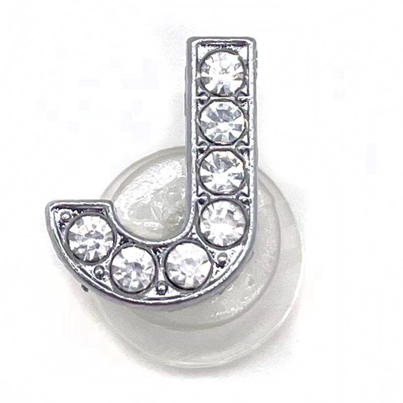 Charms Scarpe Diamante Strass Scintillante Lettera Argento Cristallo Alfabeto Decorazioni Scarpe Gioielli Slider Braccialetto Braccialetti