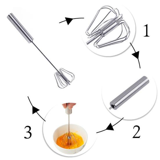 Kitchen Stainless Steel Kitchen Semi-Automatic Egg Beater Whisk Milk Cream Mixer