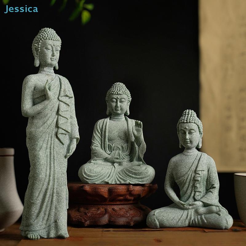 Buddha Statue Set – Sandstone Finish Various Poses Zen Home Decor For Meditation  Spiritual Space