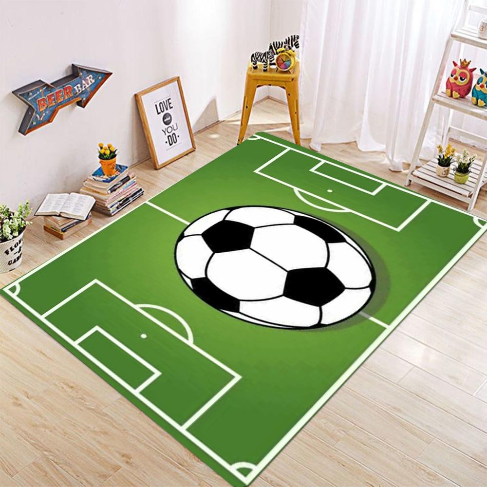Football Field Pattern Carpet for Living Room Anti Slip Doormat Suitable Bedroom Kids Play Area Sports Floor Mat for Home Decor