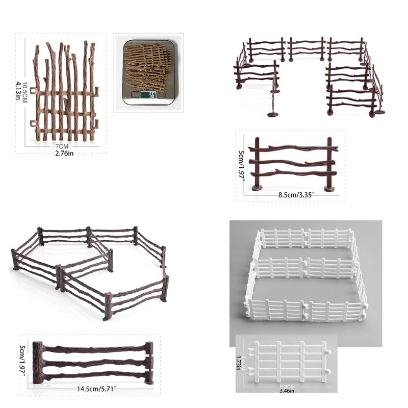 10Pcs Farmhouse Decoration Miniature Scene Fences Set for Doll House Furniture DIY Role for Play Accs Kids Interaction F