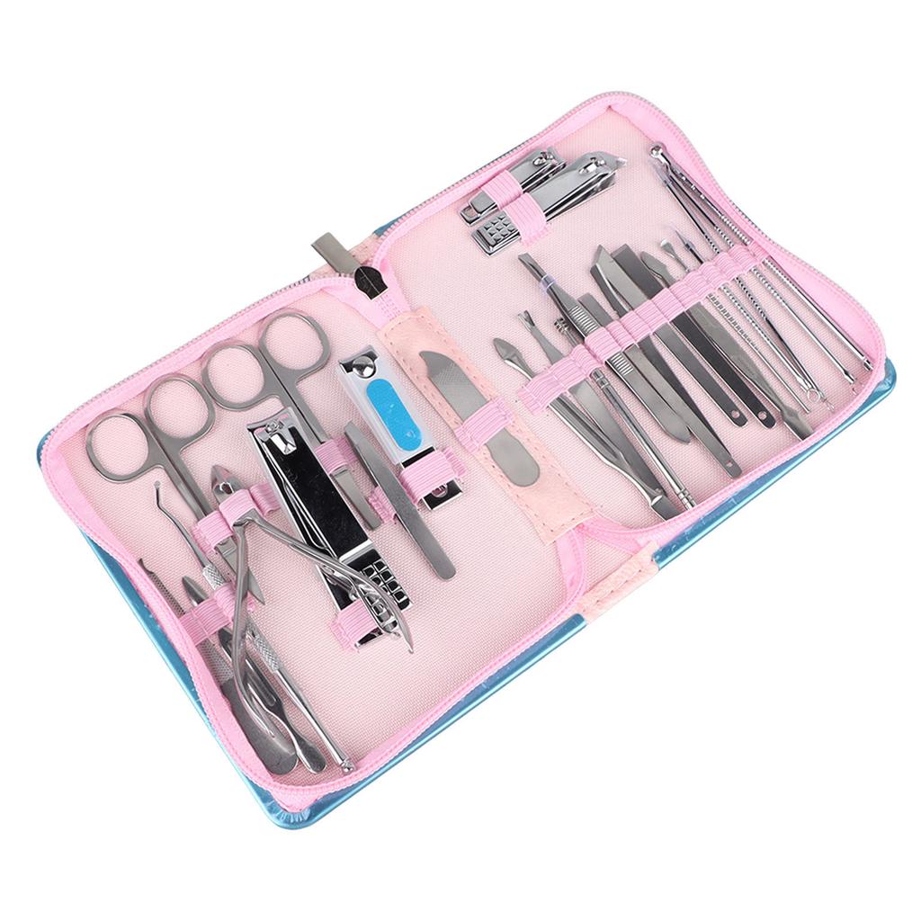 29PCS Manicure Set Pedicure Nail Clippers Kit Stainless Steel Professional Nail Care Tools with