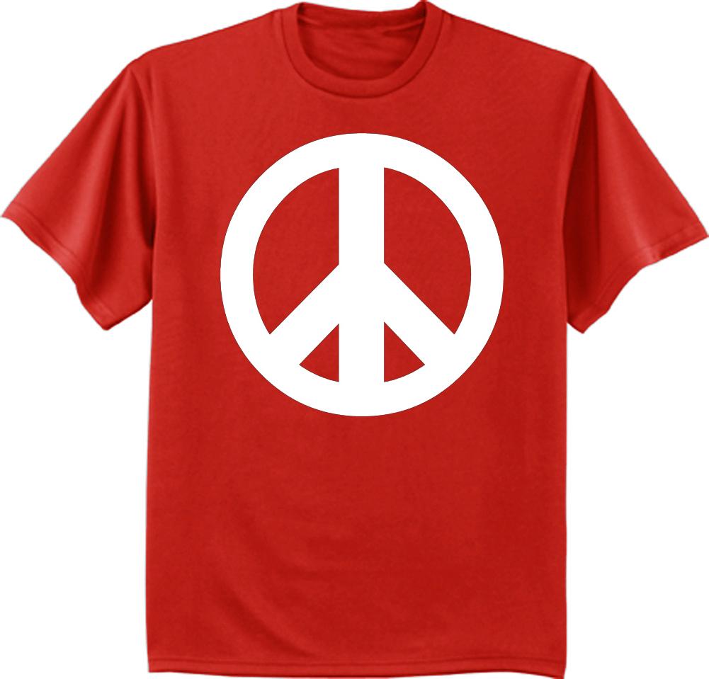 Men'S Red T-Shirt Peace Sign Decal Short Sleeve