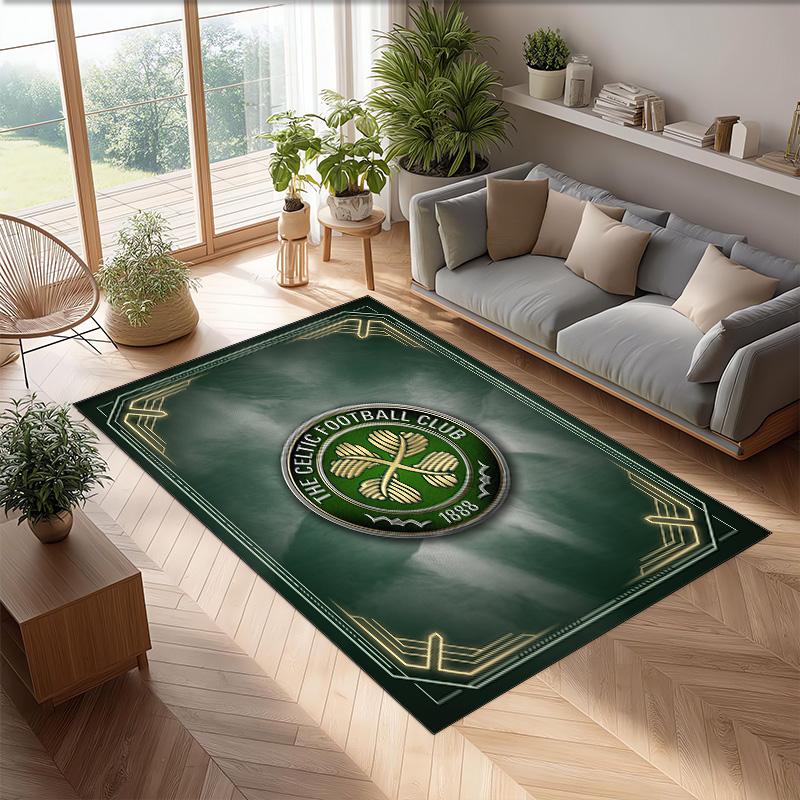 Tappeto Morbido Antiscivolo per Interni con Motivo Calcio Celtic FC, Tappetino Decorativo Sportivo per Camera da Letto
