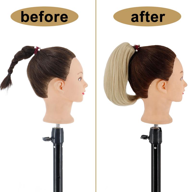 LISI HAIR Women Short Ponytail Hair Extensions Clip On Natural Ponytail Wig Synthetic Fiber Hair Suitable for Party Daily Use