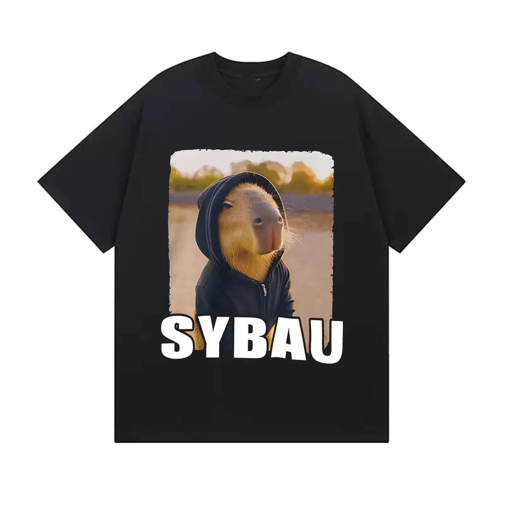 Funny SYBAU Capybara Meme Graphic Printed Tshirt Women Fashion Tshirts Summer ONeck Short Sleeve Casual Tops Clothing