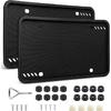Silicone License Plate Frames 2 Pack Black Rust Proof Weatherproof Rattle Proof Easy Install Universal US Car Exterior