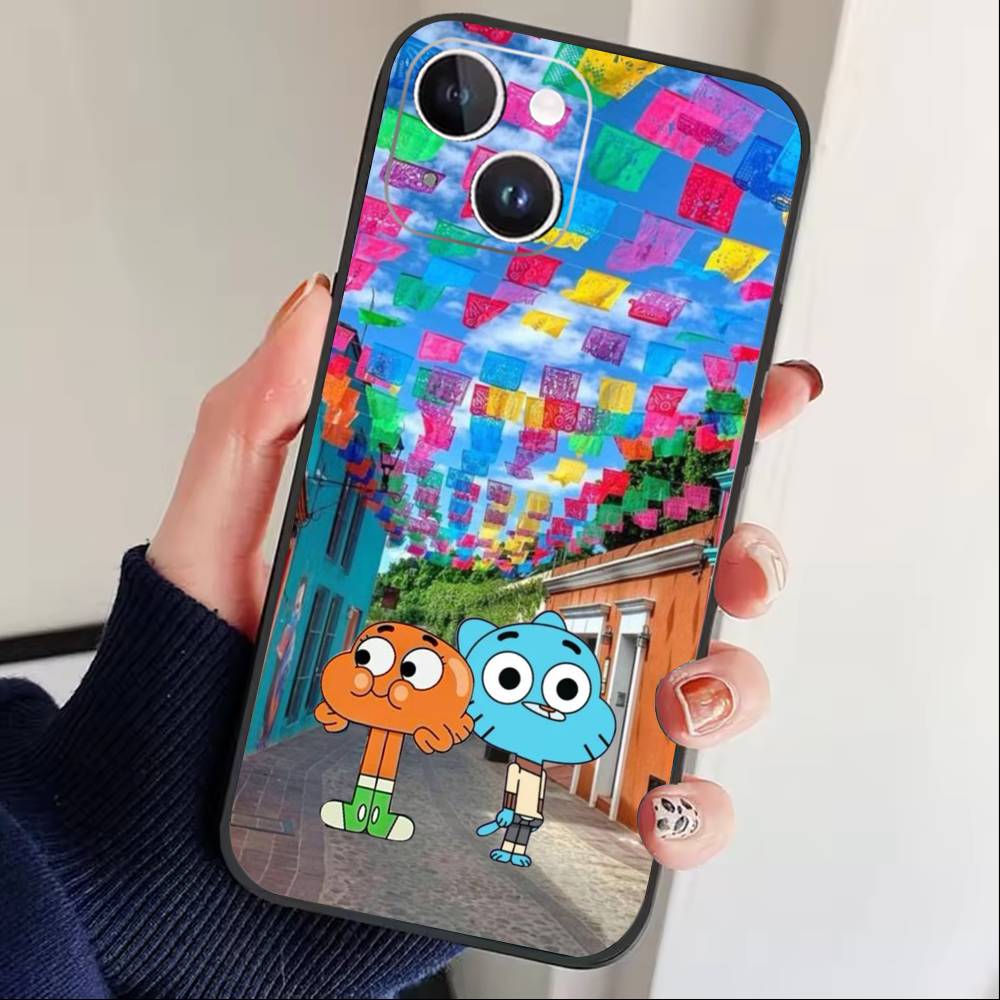 J-Gumball and Darwin Phone Case For iPhone 16,15,14,13,12,17,Pro Max,Plus Silicone Black Case