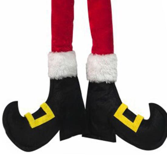 Vánoční sametová dekorace elfí nohy Ručně vyrobená Domácí Kancelář Festival Sváteční Párty Okno Dveře Závěsná Plyšová Mašle Ozdoba