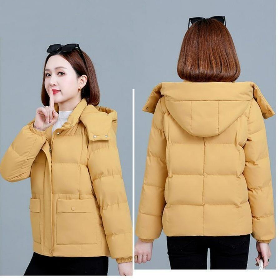 

Женская короткая пуховая куртка осенне-зимняя утолщенная теплая модная в западном стиле с капюшоном S жёлтый