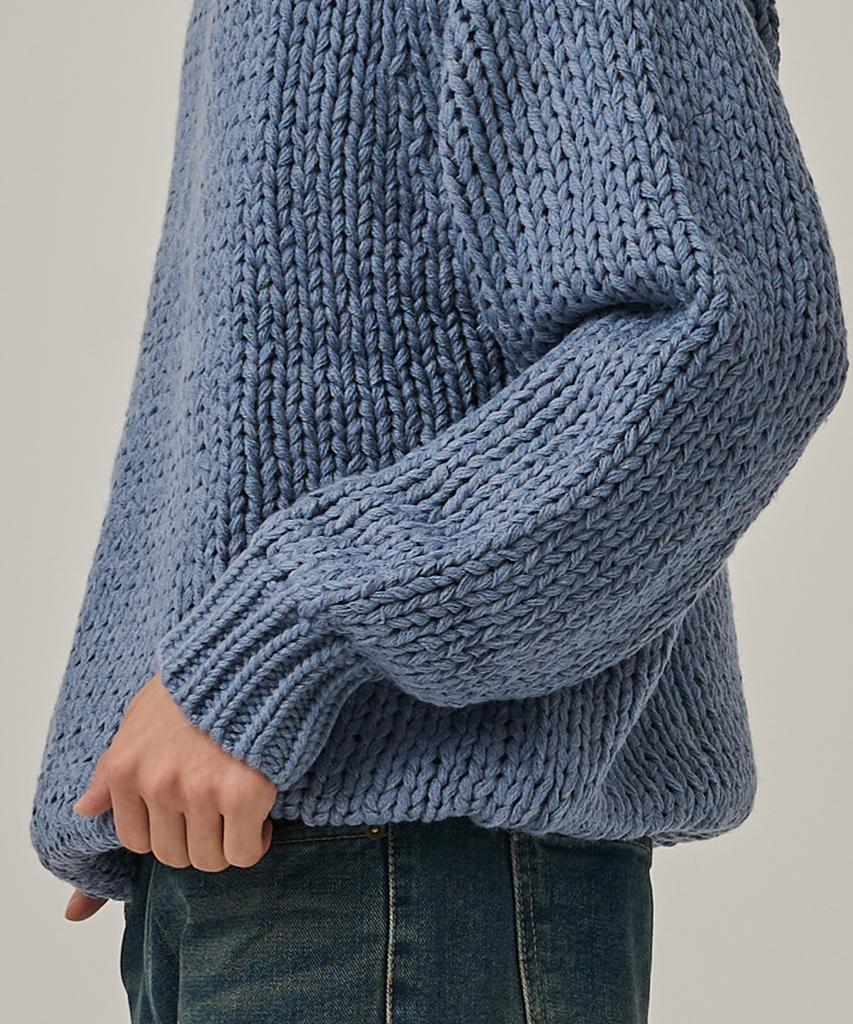 ANALOG MOOD Heavy Warm Round Pullover Knit (Blue)