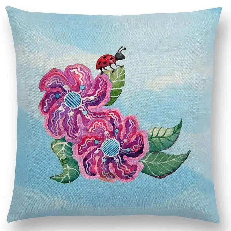 Watercolor Butterfly Flowers Sofa Throw Pillow Case Colourful Dream Fantasy Inflorescence Flamingo Cushion Cover