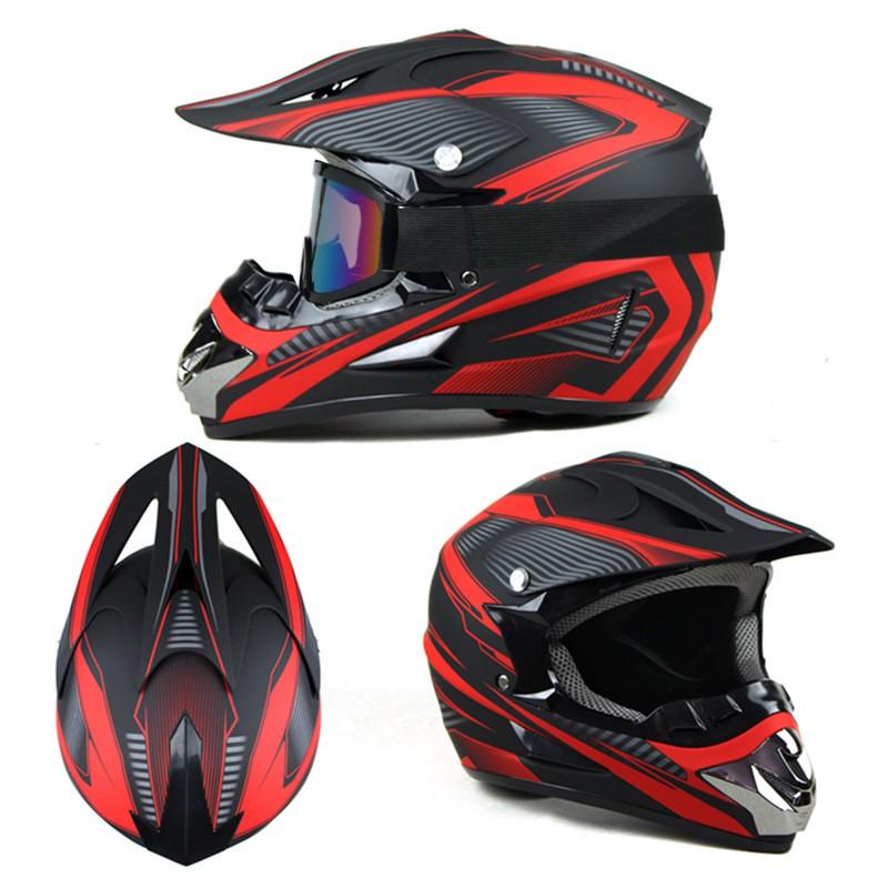 Full Face Motorcycle Helmet Off-Road ATV Dirt Bike Trail Racing Adult Unisex ABS Safety Gear With 3 Accessories