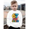 Kids Colorful Bubble Number 67 Six Seven Print Sweatshirt Unisex Boys Girls Glossy Splash Cartoon Letter Crewneck Long Sleeve Pullover Children Top