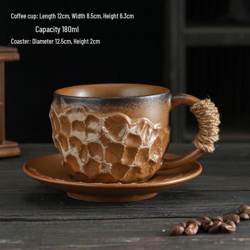 

OLOEY Kiln-Glazed Ceramic Coffee Mug and Saucer Set