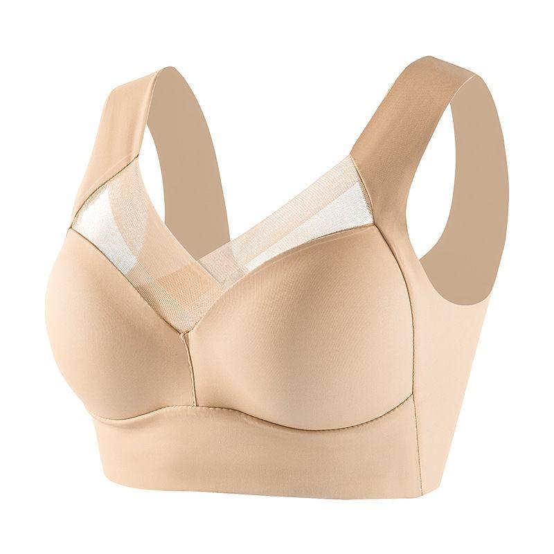Large size underwear gathers without steel ring bra women's comfortable seamless underwear sports beautiful back integrated underwear