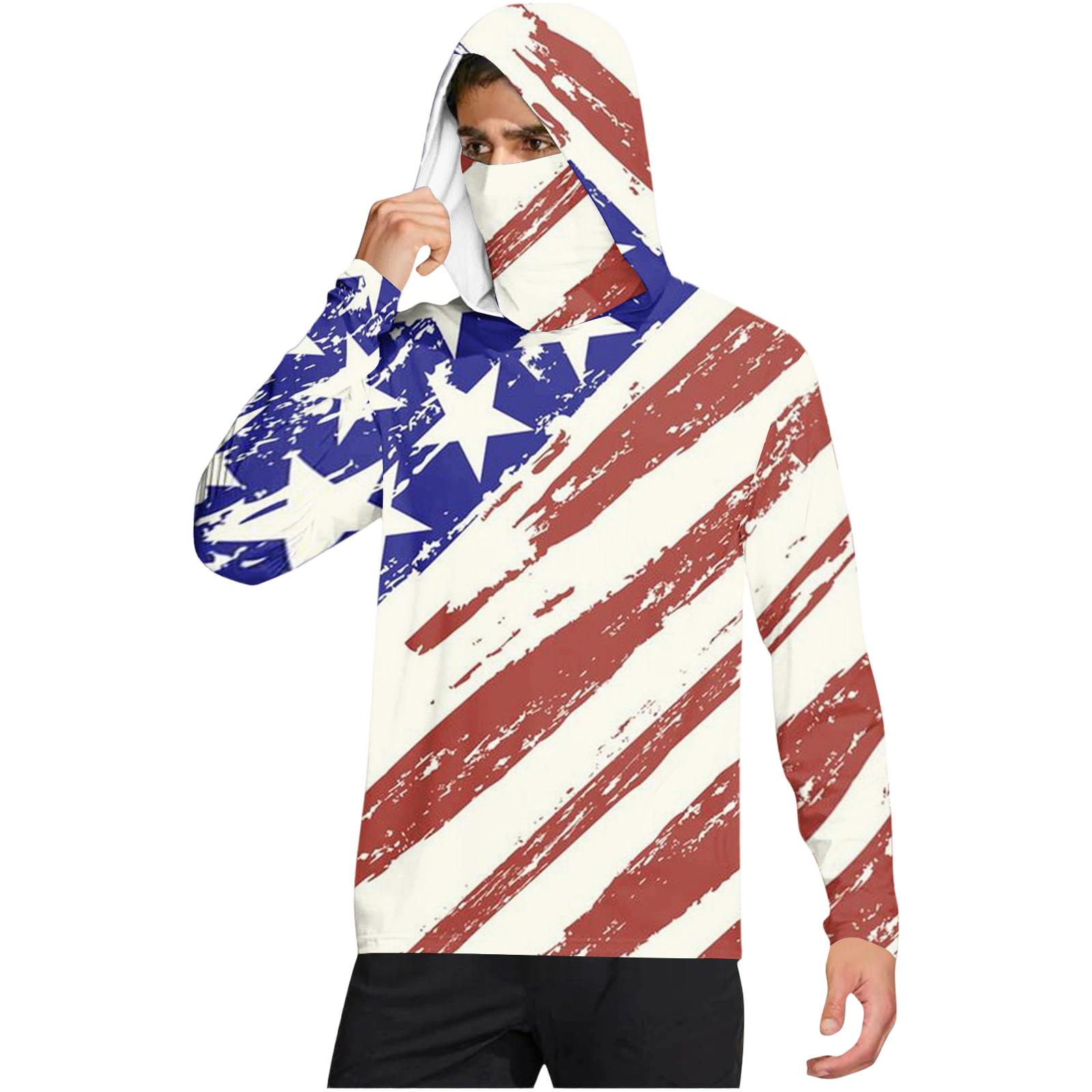 

Men s Casual Tie-Dye Printed Hoodie Long Sleeve Sun Protection Top Lightweight Breathable Pullover with Hood for Outdoor Activities S