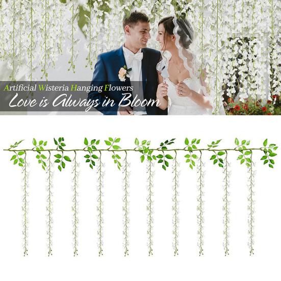 Simulated Wisteria Flowers Faux Weeping Plant with Flowers Artificial Flowering Wisteria Vine for Garland Wedding Arch Wall Decor