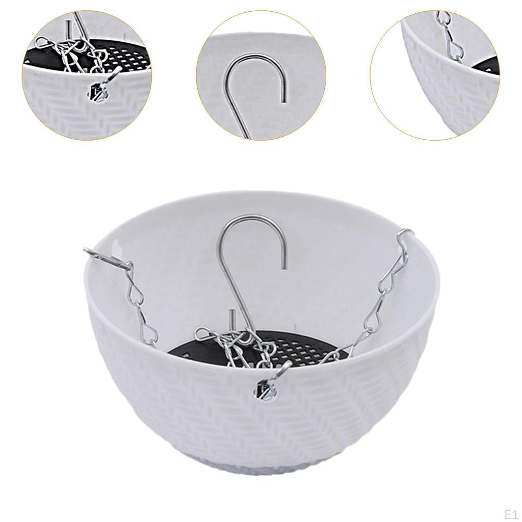 Hanging Basket Plant Pot Flower Bowl with Built-in Water Reservoir And