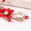 Hair Ornaments Red Flower Women Barrettes Duckbill Clips Festival Hairpins Chinese Hanfu Hair Clips