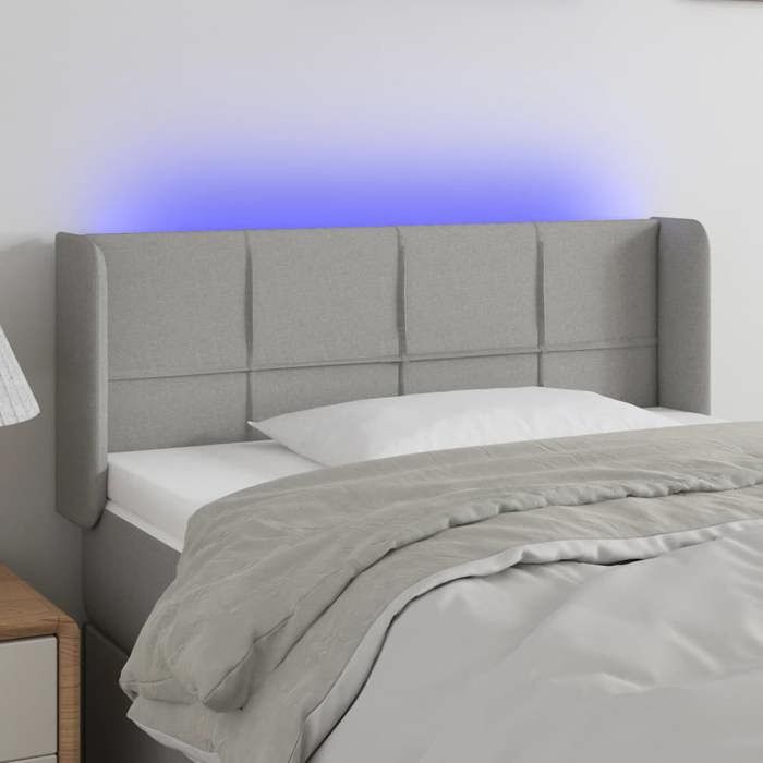 VidaXL Tête de Lit à LED Meuble de Chambre à Coucher Accessoire de Lit Simple Tête de Cadre de Lit Intérieur Gris Clair 3123226