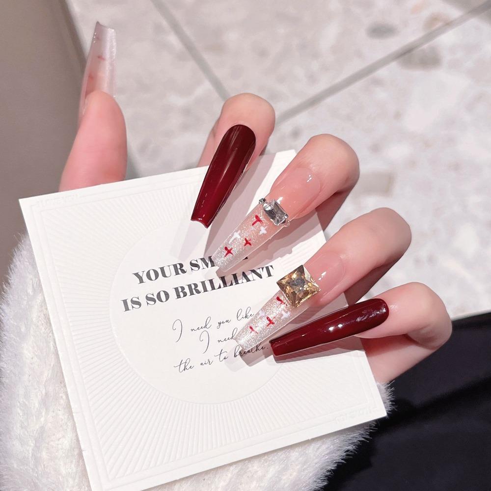 2026 New Year's Wear Nail Lion Nail Art Pure Handmade Cat's Eye Nail Art Handmade Fake Nail Patch Removable