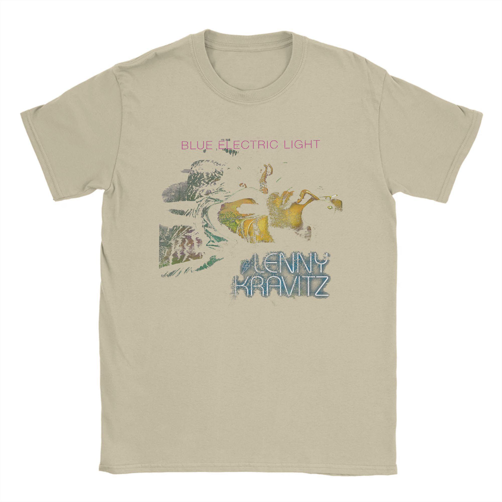 

Чоловіча футболка Lenny Kravitz Blue Electric Light Рок-співак Новинка Бавовняні футболки З круглим вирізом З коротким рукавом Футболка Подарунок Мерч XXXXXL хакі