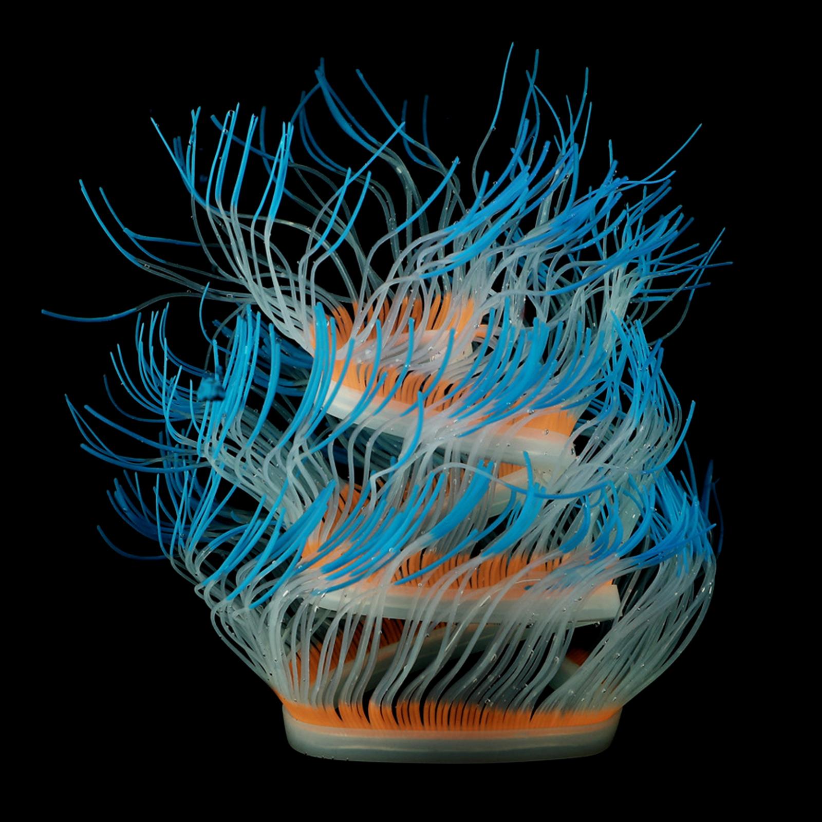 Аквариумы Коралл Светящееся Украшение Реалистичное Водное Растение Морской Анемон Фигурка Аквариумы Растения Ландшафтное Украшение синий