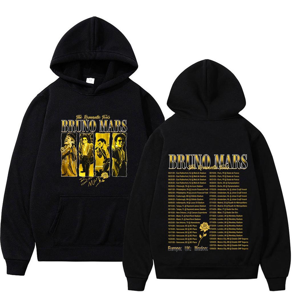 Bruno Mars The Romantic Tour Print Hoodie Men Women Fashion Clothing Sweatshirt Casual Loose Long Sleeves