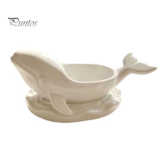 Ocean Themed Desk Organizer Whale Shaped Decorative Storage Bowl, Theme Jewelry Tray for Ring Earring Sturdy Sculpture Container Necklace, Candle