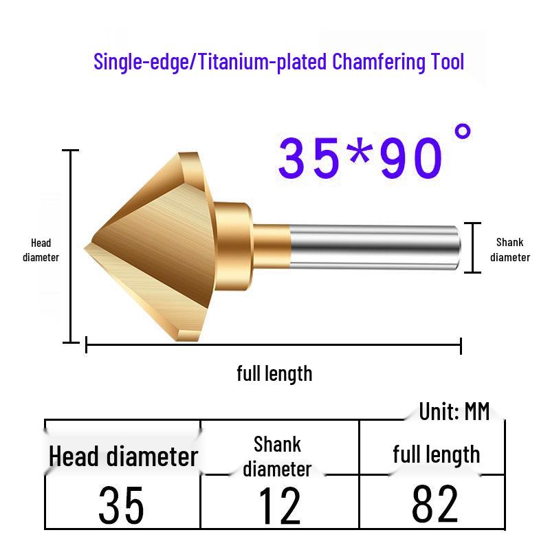 Cobalt Titanium-Plated Chamfering Drill for Stainless Steel - Single/Triple-Edge Countersink & Deburring Tool.