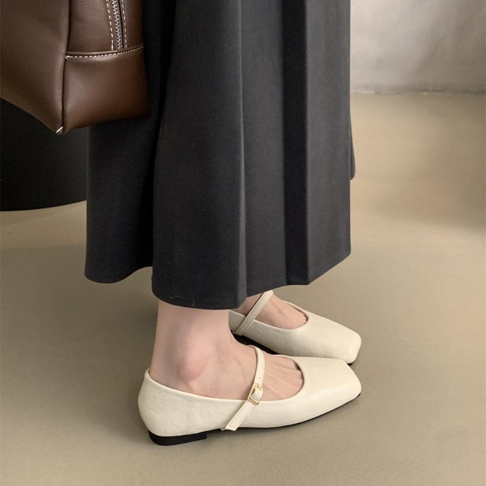 2026 Spring New Women Mary Jane Shoes Fashion Square Toe Shallow Slip on Ladies Flat Shoes Soft Sole Outdoor Dress Ballerina