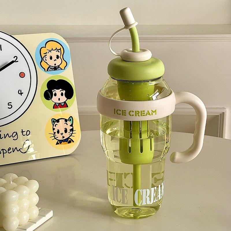 Water bottle summer large large capacity water cup girls high value ice cup straw cup student sports tea separation cup