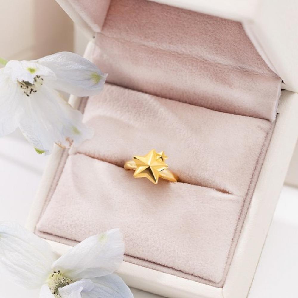 Porti 24k Gold Double Star Stone Ring 1.875g