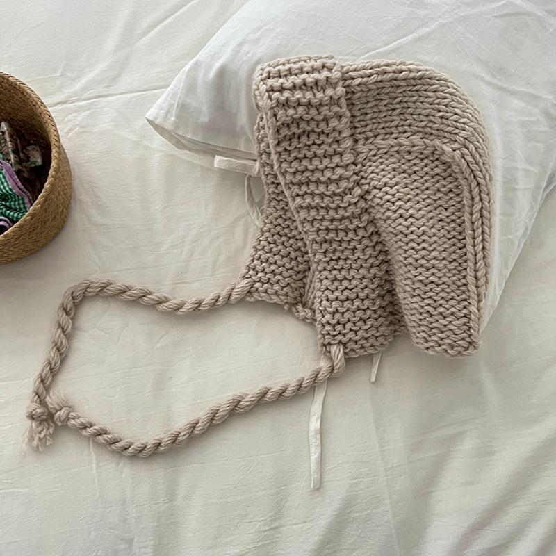 Red Korean Version Versatile and Fashionable Autumn and Winter Bag Head Hat for Women Warm Knitted Hat Wool Hat Fashionable Face Japanese Trend