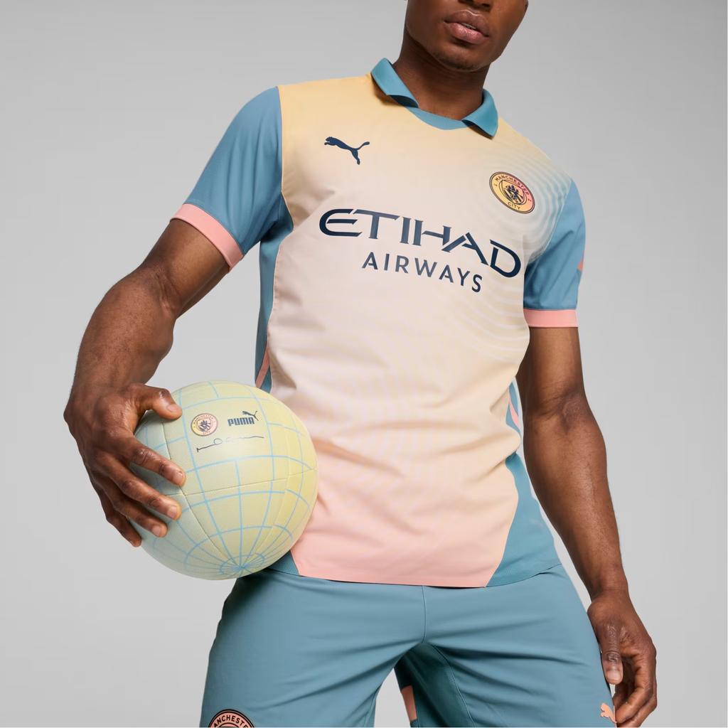Puma Manchester Casual Simple Letter Print Short Sleeve Football Shirt Unisex Tops Yellow 778616-04