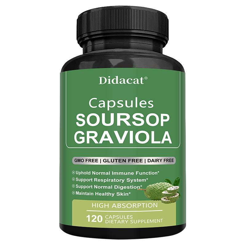 Soursop Graviola Supplement - High Absorption Herbal Extract Capsules for Immune, Respiratory, Digestion & Skin Support 120PCS