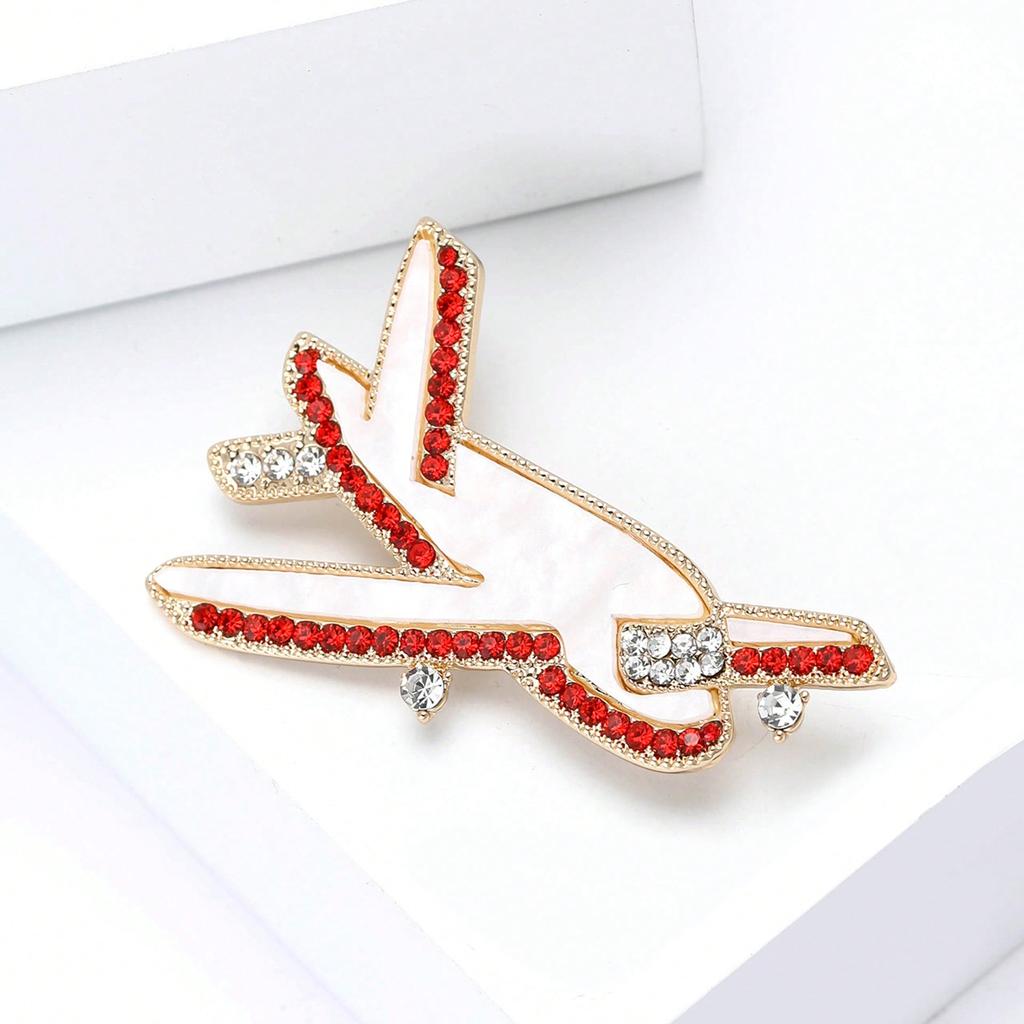 Korean Fashion Alloy Rhinestone Shell Airplane Brooches Exquisite High-end Women's Clothing Chest Flower Jewelry Brooch