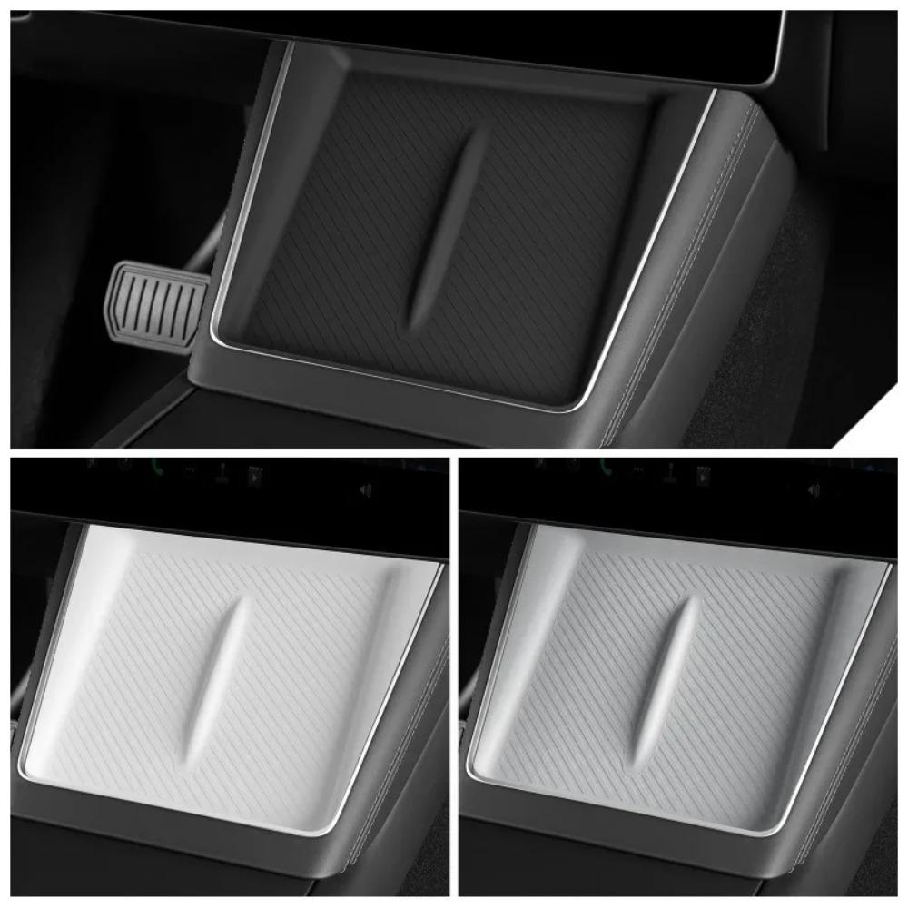 Wireless Charge Pad For Tesla Model Y LAUNCH 2025 Juniper Plaid Center Console Charging Station Mat Silicone Protector Anti-skid