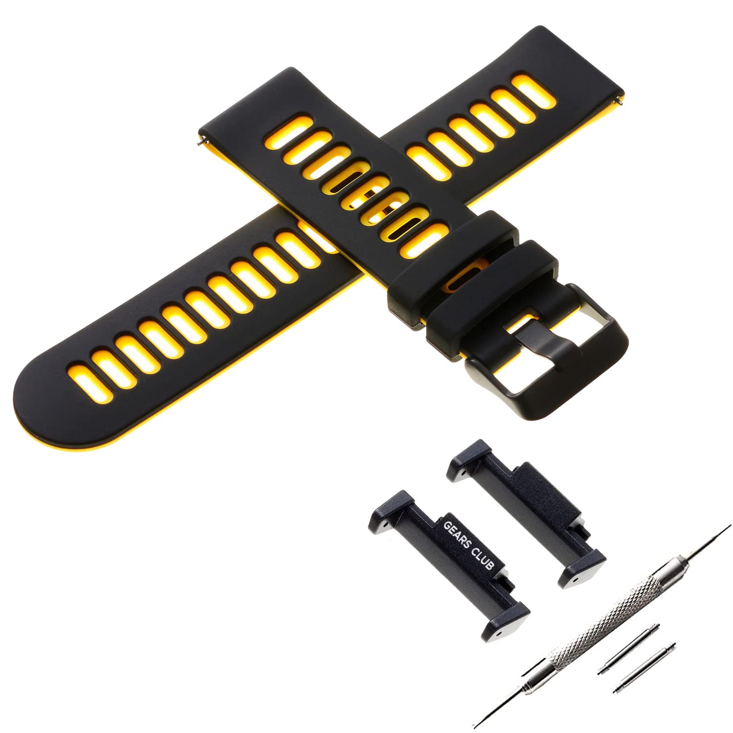 

Compatible Belt Multi Adapter Dual Silicone Strap 22mm Width Replacement Band Black x Adapter [GEARS CLUB] G-SHOCK G-Shock Yellow/Black