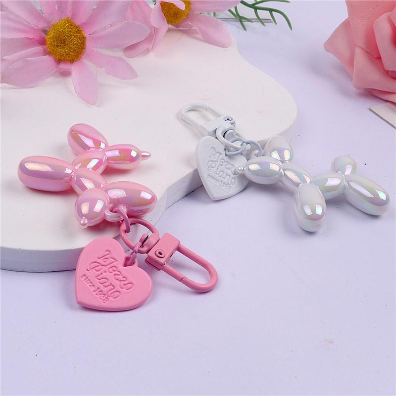 Balloon Dog Keychain Alloy Heart DIY Phone Case & AirPods Protective Earphone Case Pendant.