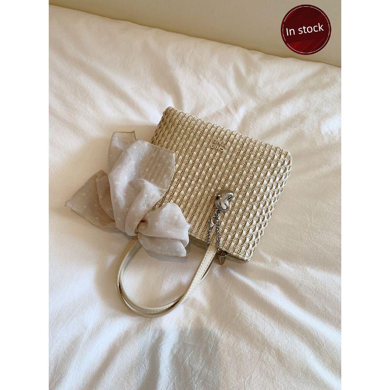 

South-Style Chio2nd Tulle Ramble Tote Bag Women s Straw Handbag Classy Niche Style Non-Collision Messenger Bag