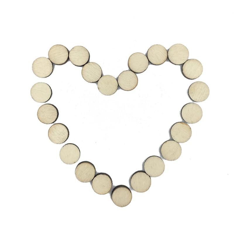 100 Stück 10mm 0,39 Zoll Natürliche Runde Unfertige Holzscheiben Kreise Baumstamm Scheiben DIY Basteln Hochzeitsparty Malerei