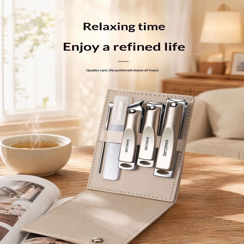 Easy Storage Nail Clippers Set 5/10 PCS Rotating Leather Bag Pro Trimmer for Manicure Pedicure Foot Nail Care