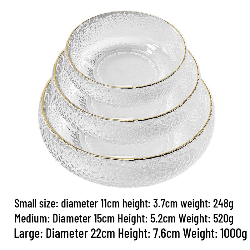 

Wuhe Japanese Gold Rim Hammered Glass Salad Bowl Set