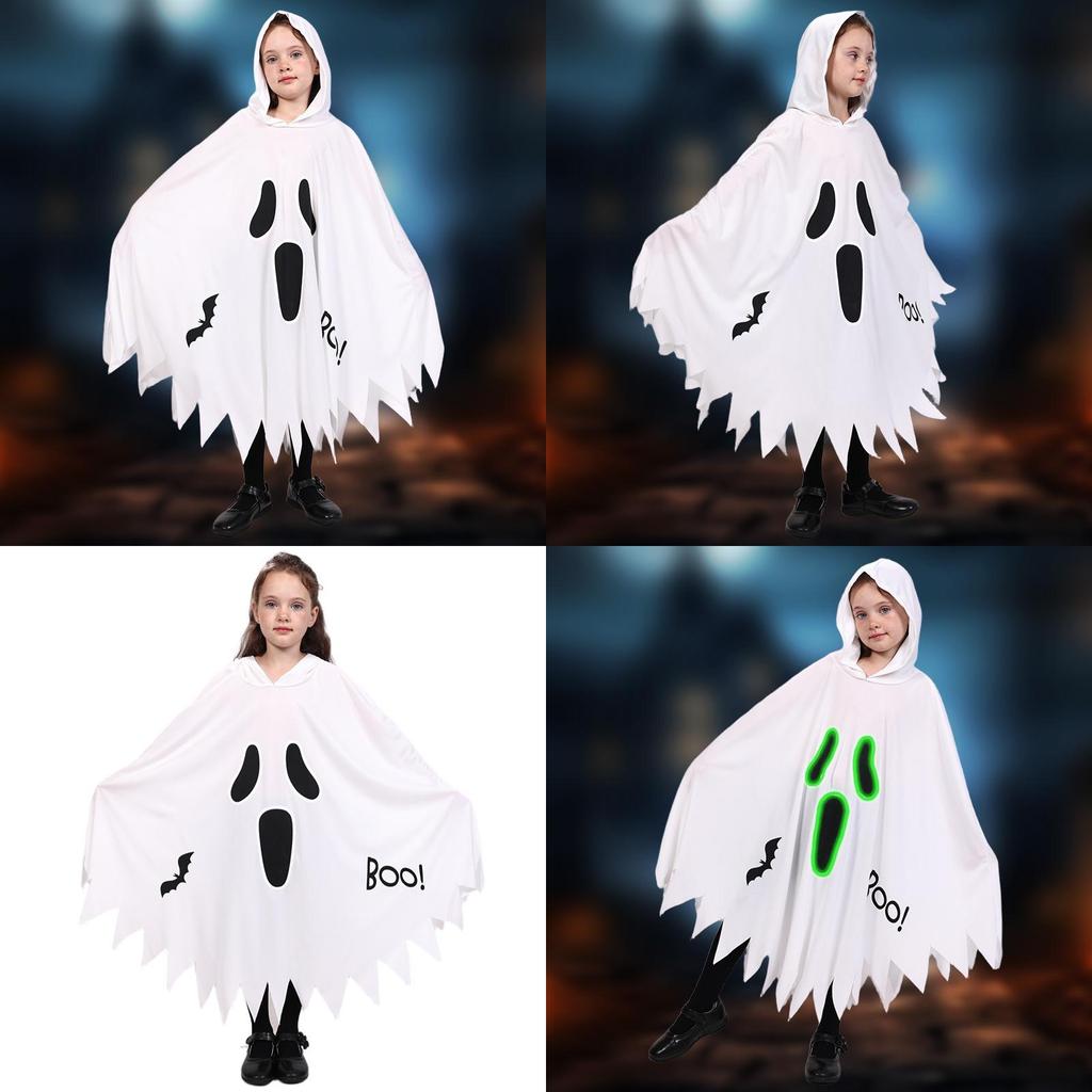 Children Halloween Ghost Skull Cloak With Night Glow For Costume Parties And Stage Performances