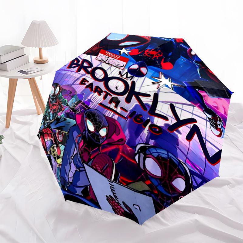 1PC SpiderMan: Across the SpiderVerse Automatic Open/Close, 8-Rib Durable Frame Compact Travel Umbrella for Men & Women S1222006