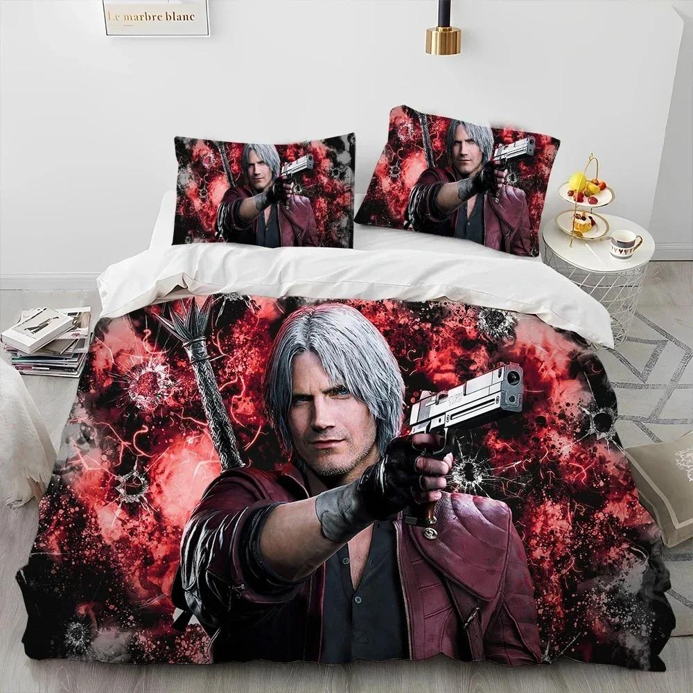 Game D-Devil May Cry DMC Gamer Bedding Set Duvet Cover Bed Set Quilt Cover Pillowcase Comforter King Queen Size Boys Adult