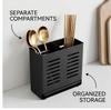 Soporte de Pared de Madera de Nogal Negro Premium Estante de Almacenamiento de Cocina sin Taladro Cuchillo Multifuncional Palillos Utensilio